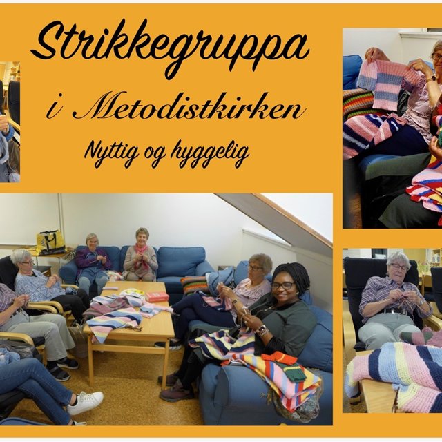 Strikkegruppa inviterer strikkende og ikke strikkende kvinner til hyggelig formiddagsmat, samlet om nære ting og om mødre og spebarns situasjon i Afrika.