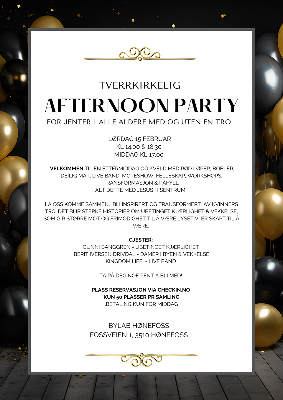 Tverrkirkelig Afternoon Party for jenter i alle aldre med og uten en tro. Klikk for full info>